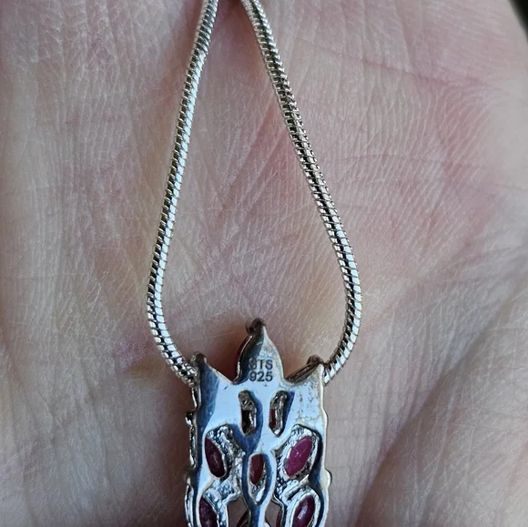 Genuine Rhodolite Garnet Cross in Platinum over Sterling Silver! ✨️🎀 - Picture 6 of 7